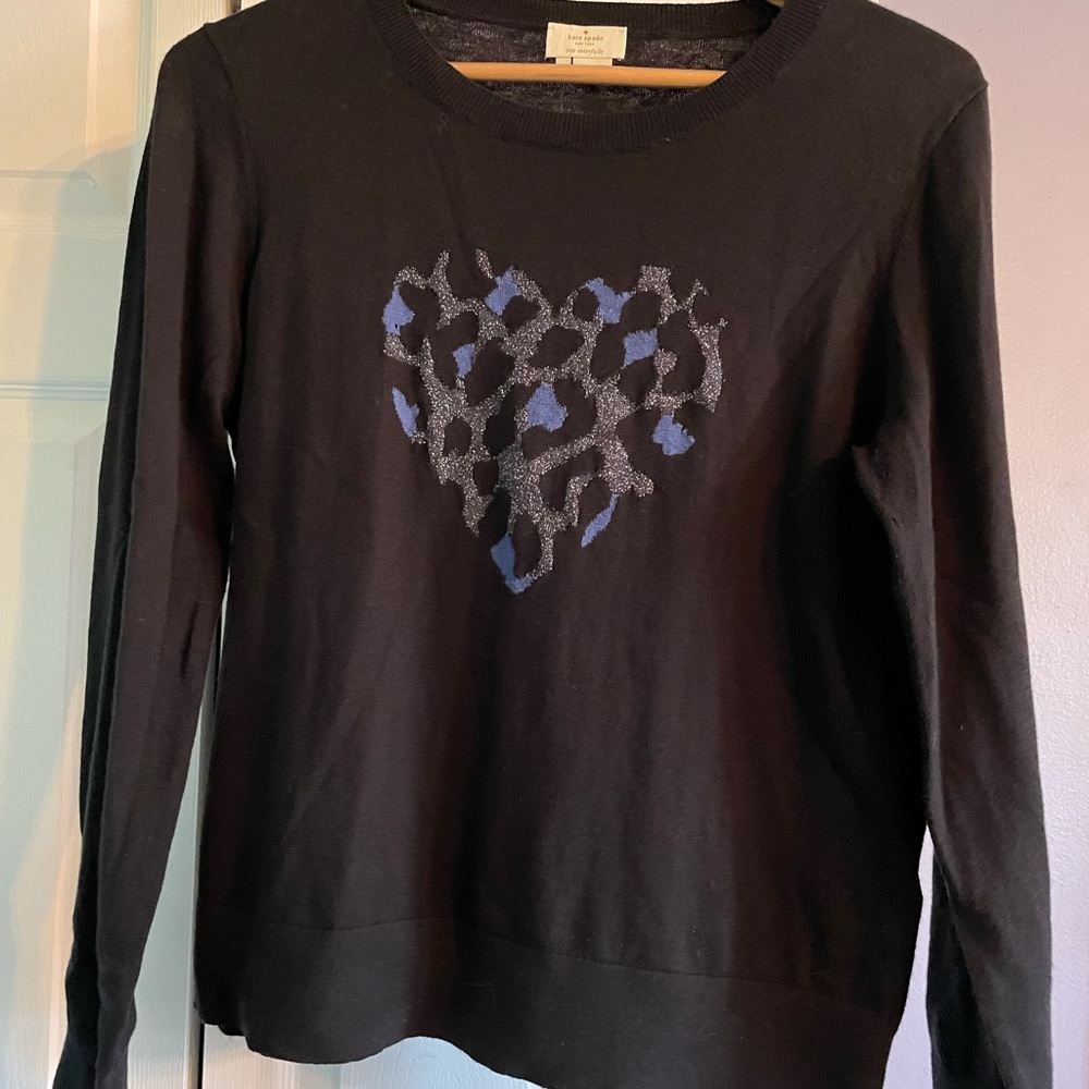 Kate spade leopard heart light sweater size large